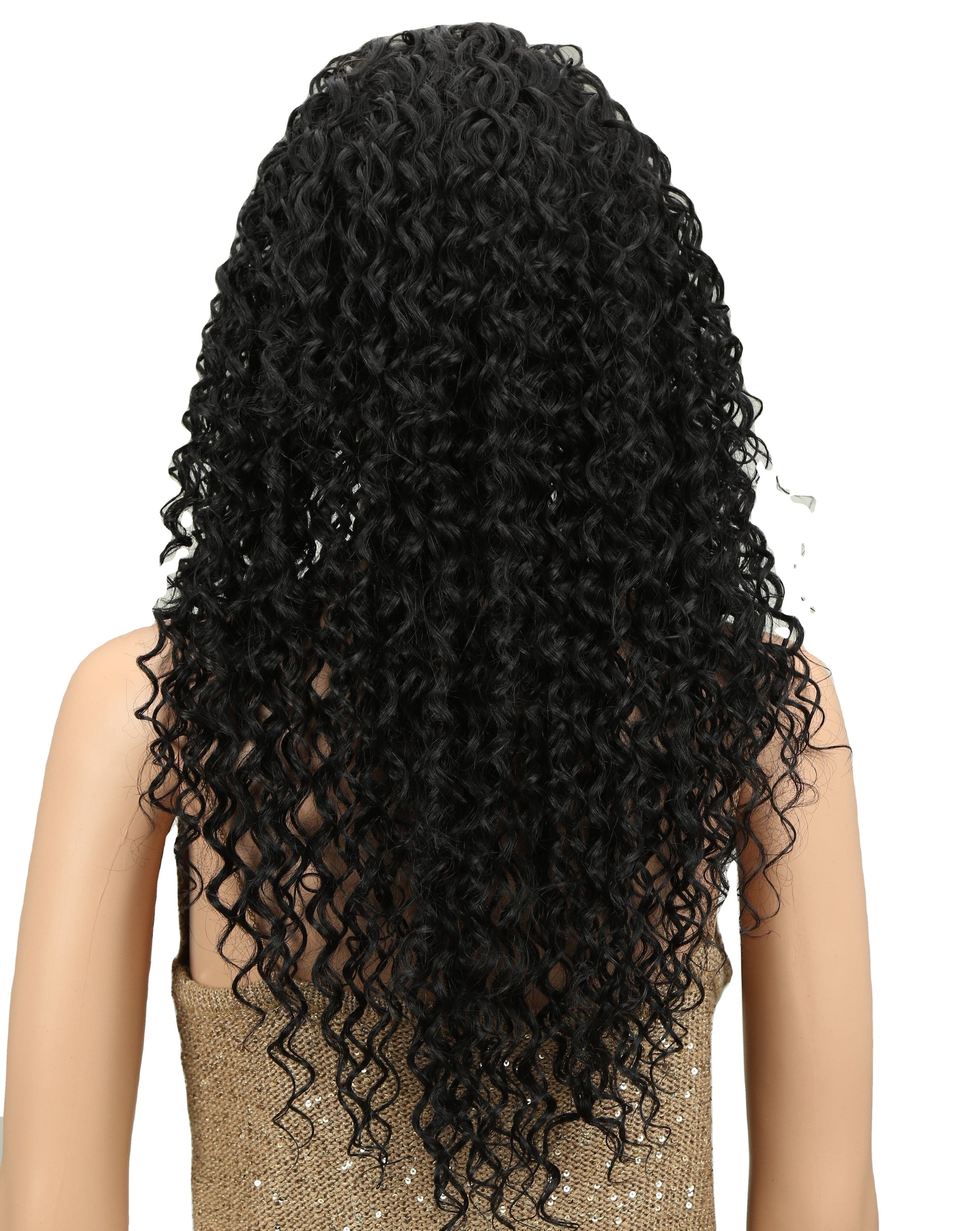 sleek high quality wholesale hot selling high temperature nature black kinky curl lace part frontal Synthetic Hair Wig for women