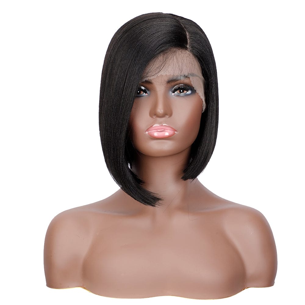 sleek quality wholesale cheap hot selling Heat Resistant Bob Short Curly Baby Hair HD lace frontal Synthetic hair Wig for women