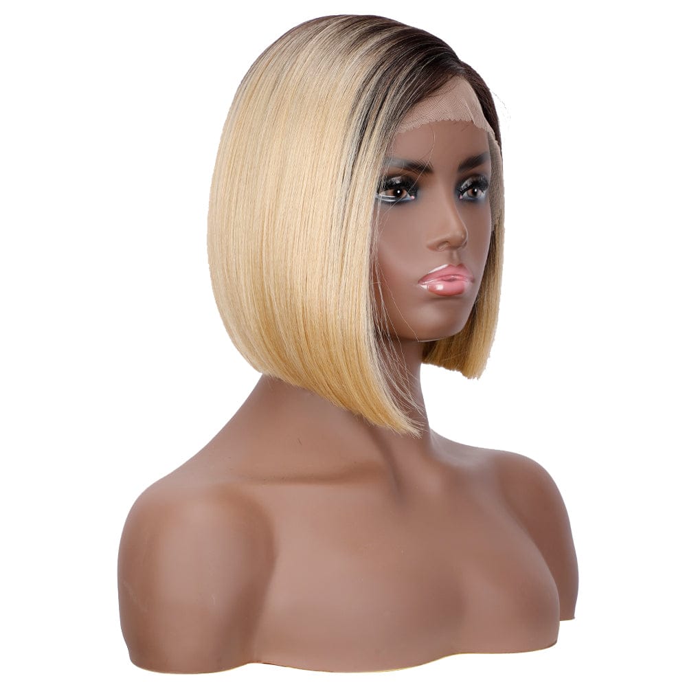 sleek quality wholesale cheap hot selling Heat Resistant Bob Short Curly Baby Hair HD lace frontal Synthetic hair Wig for women