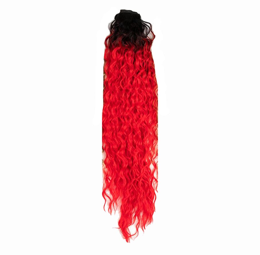 sleek quality wholesale cheap long loose deep wave elastics ties clip ladies ponytail hair piece for women synthetic extensions