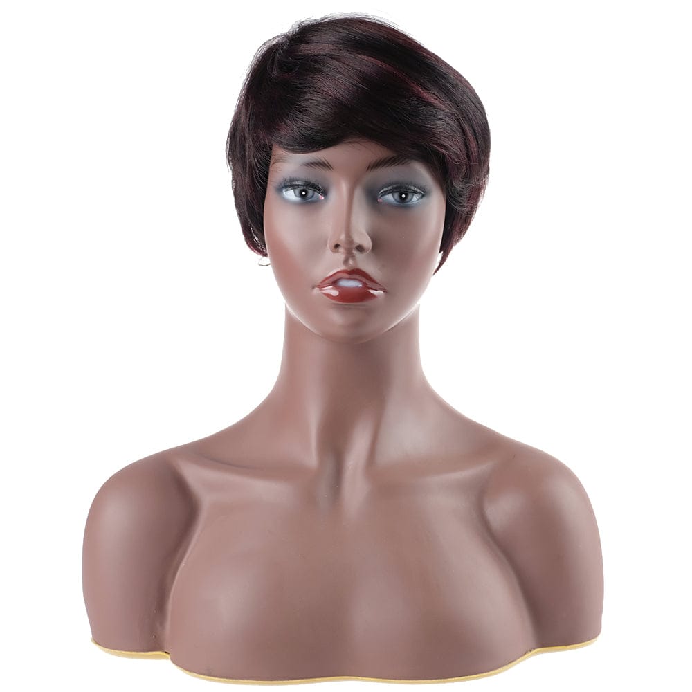 sleek quality  wholesale Textured Burgundy Ultra Peruvian Short Bob Wig Elf girls Lace Front Closure Human hair wigs for women