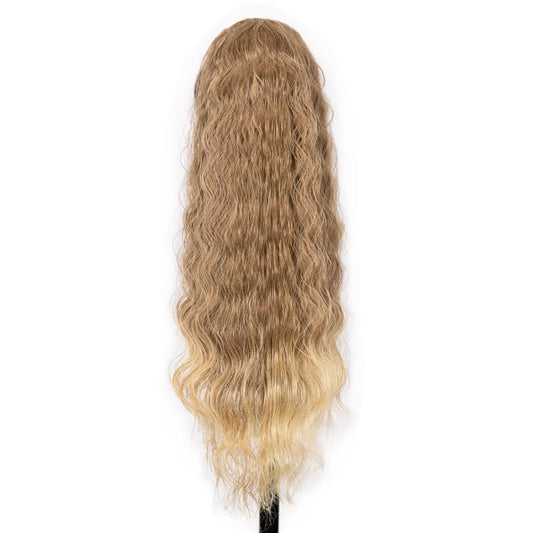 sleek top quality wholesale cheap long body wave elastics ties clip ladies ponytail hair piece for women synthetic extensions