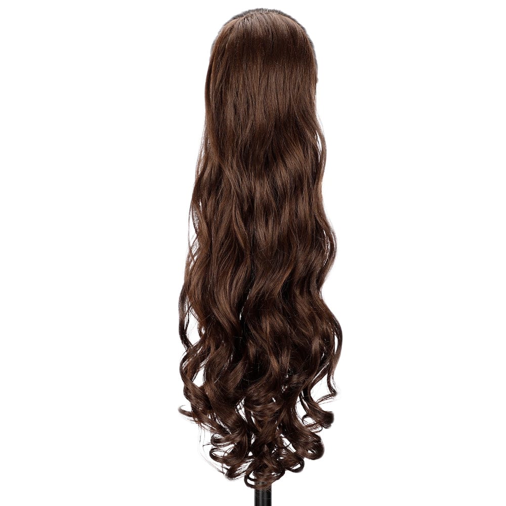 sleek top quality wholesale cheap long body wave elastics ties clip ladies ponytail hair piece for women synthetic extensions