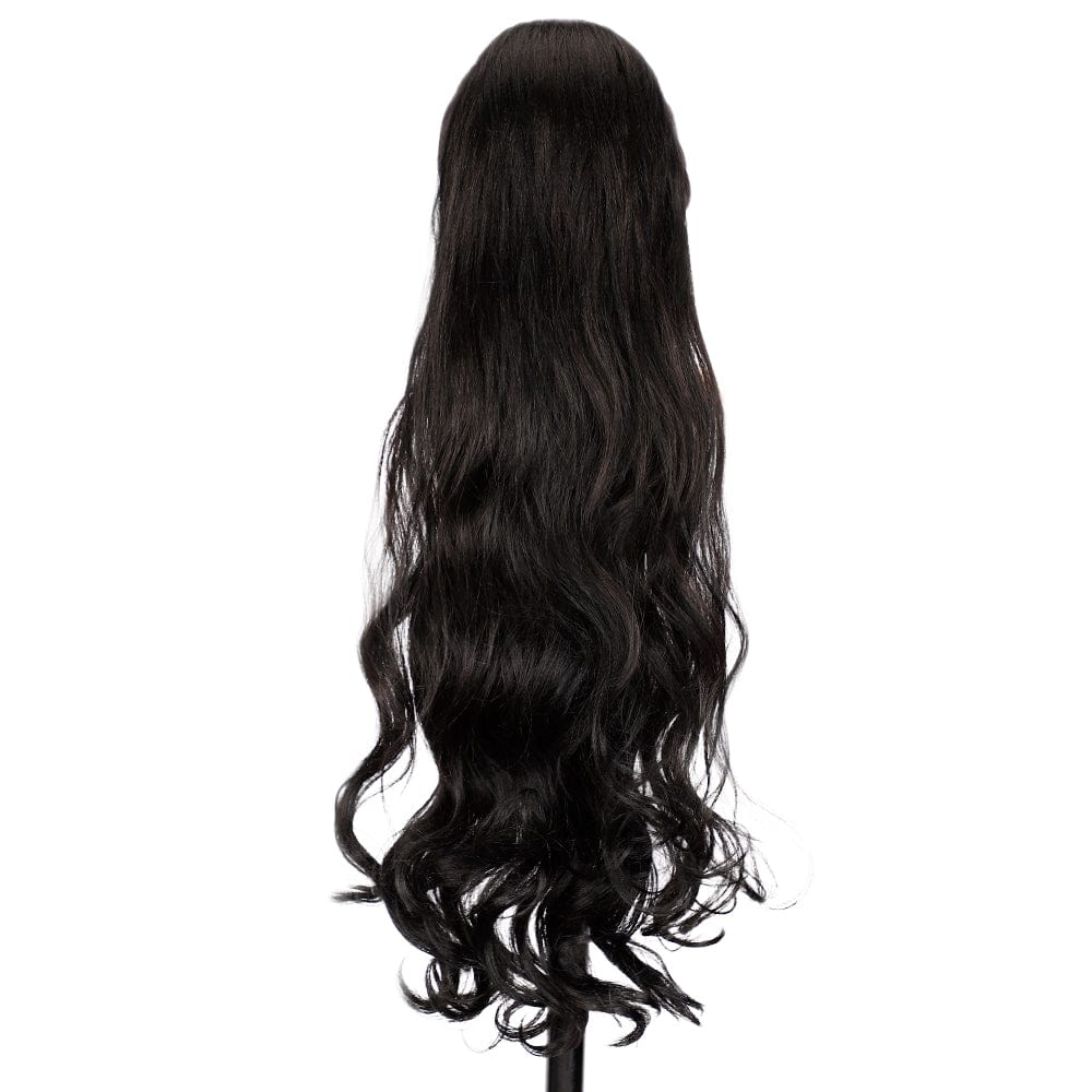 sleek top quality wholesale cheap long body wave elastics ties clip ladies ponytail hair piece for women synthetic extensions