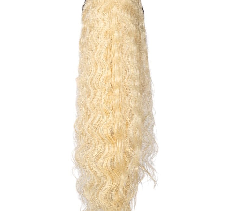 sleek top quality wholesale cheap long water wave elastics ties clip ladies ponytail hair piece for women synthetic extensions