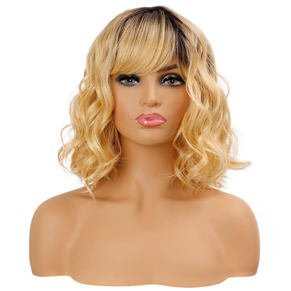 sleek top quality wholesale hot selling cheap heat resistant fiber made machine wig body wave synthetic hair wig for women