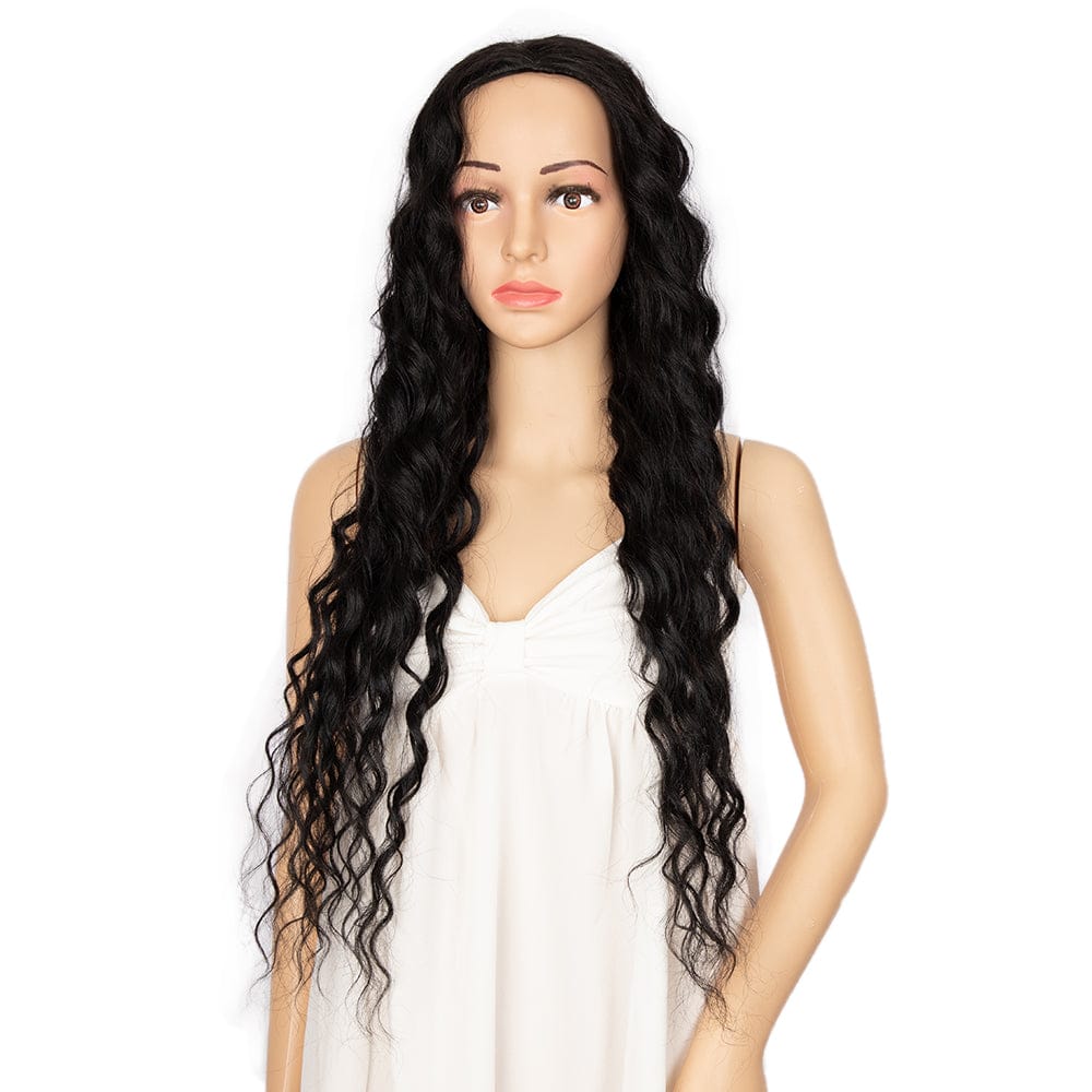 sleek top quality wholesale hot selling cheap high temperature brown  Heat Resistant water wave Synthetic Hair Wigs for women