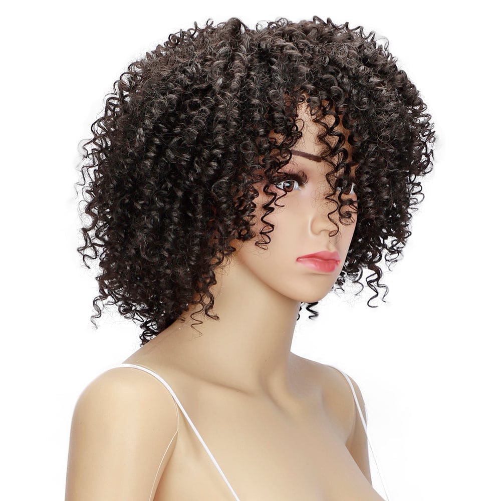 sleek top quality wholesale hot selling cosplay cheap heat resistant fiber made machine kinky curl synthetic hair wig for women