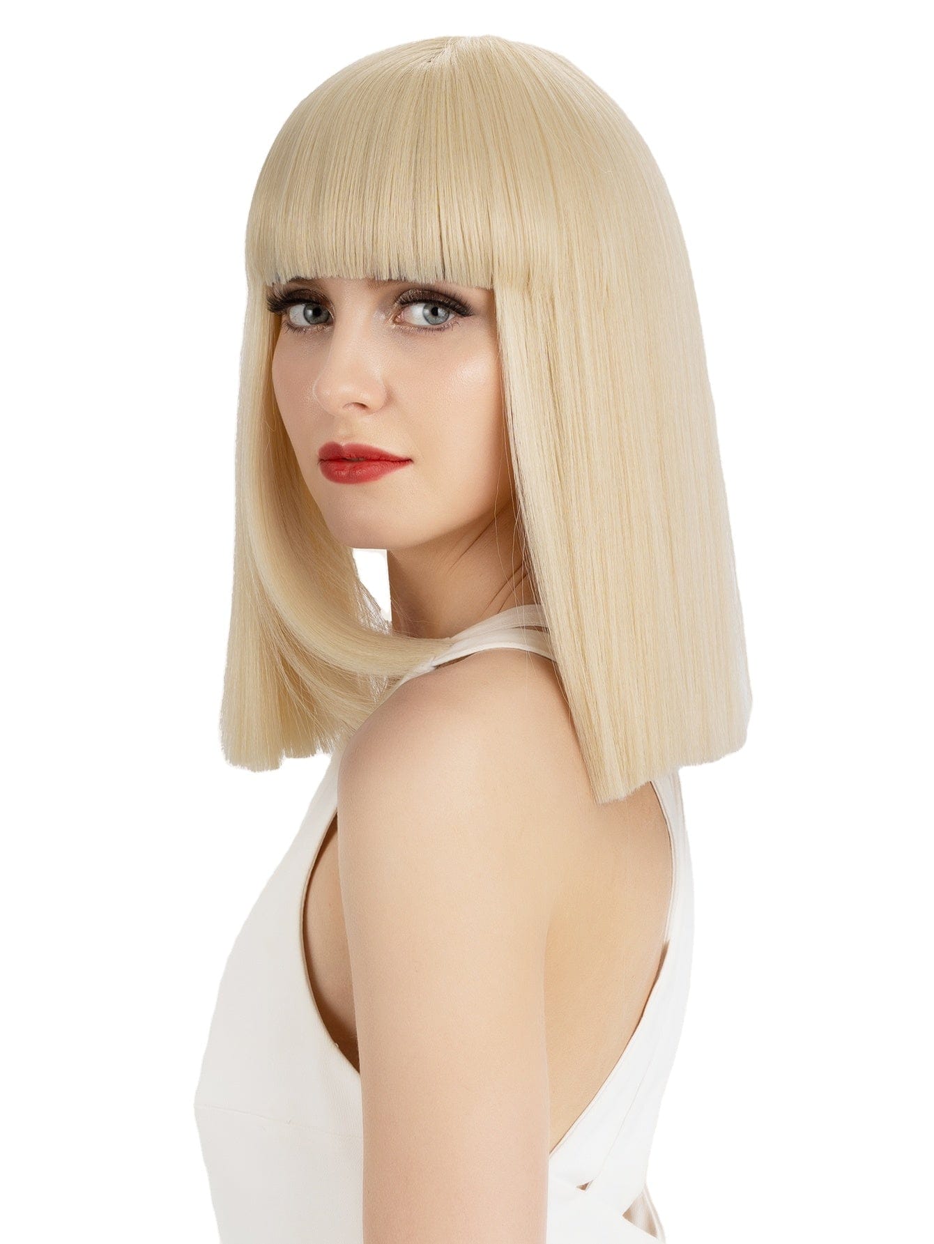 sleek top quality wholesale hot selling heat resistant made machine wig straight bob with baby hair synthetic hair wig for women