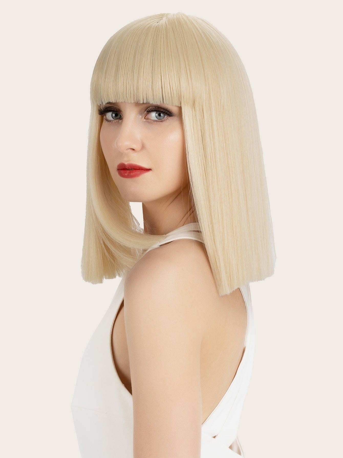 sleek top quality wholesale hot selling heat resistant made machine wig straight bob with baby hair synthetic hair wig for women