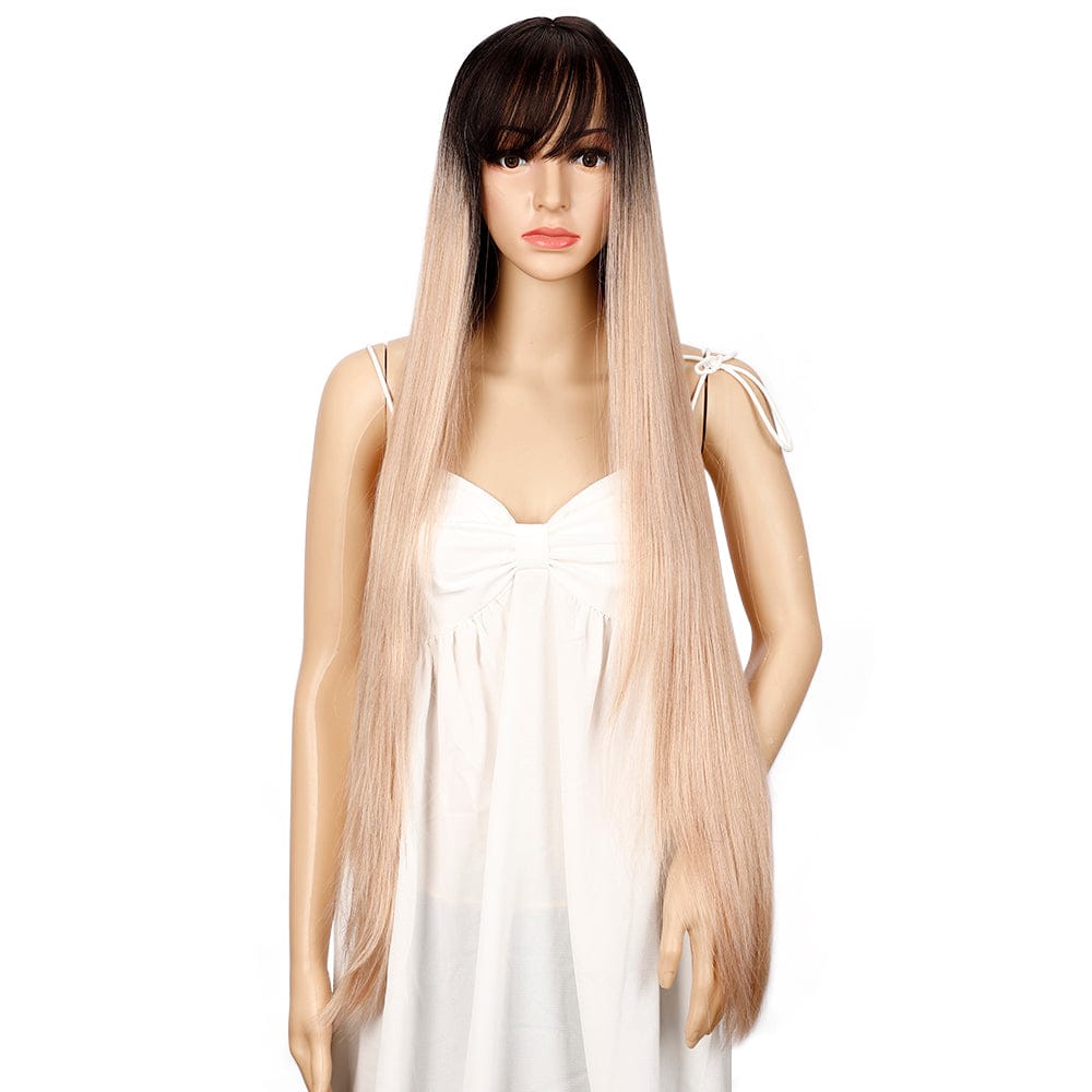 sleek wholesale cheap hot selling Heat Resistant fiber long straight HD lace frontal with Baby Hair Synthetic hair Wig for women