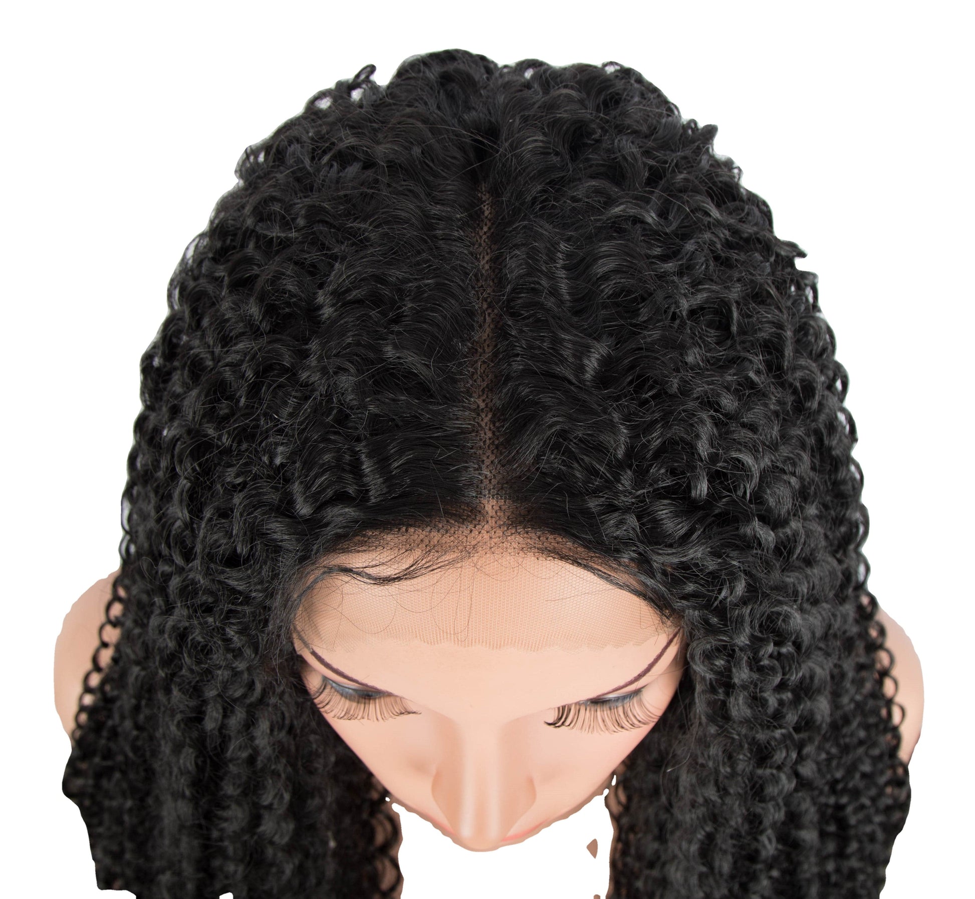sleek wholesale hot selling heat resistant fiber super soft long deep wave Swiss lace frontal wig synthetic hair wig for women