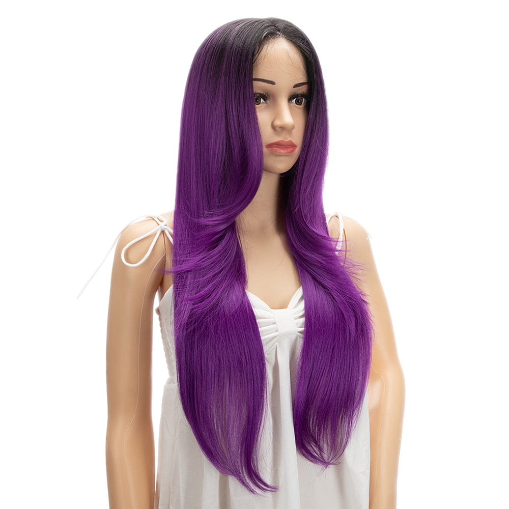 sleek wholesale hot selling  Heat Resistant t lace long hairline straight Swiss HD  lace frontal Synthetic hair Wig for women