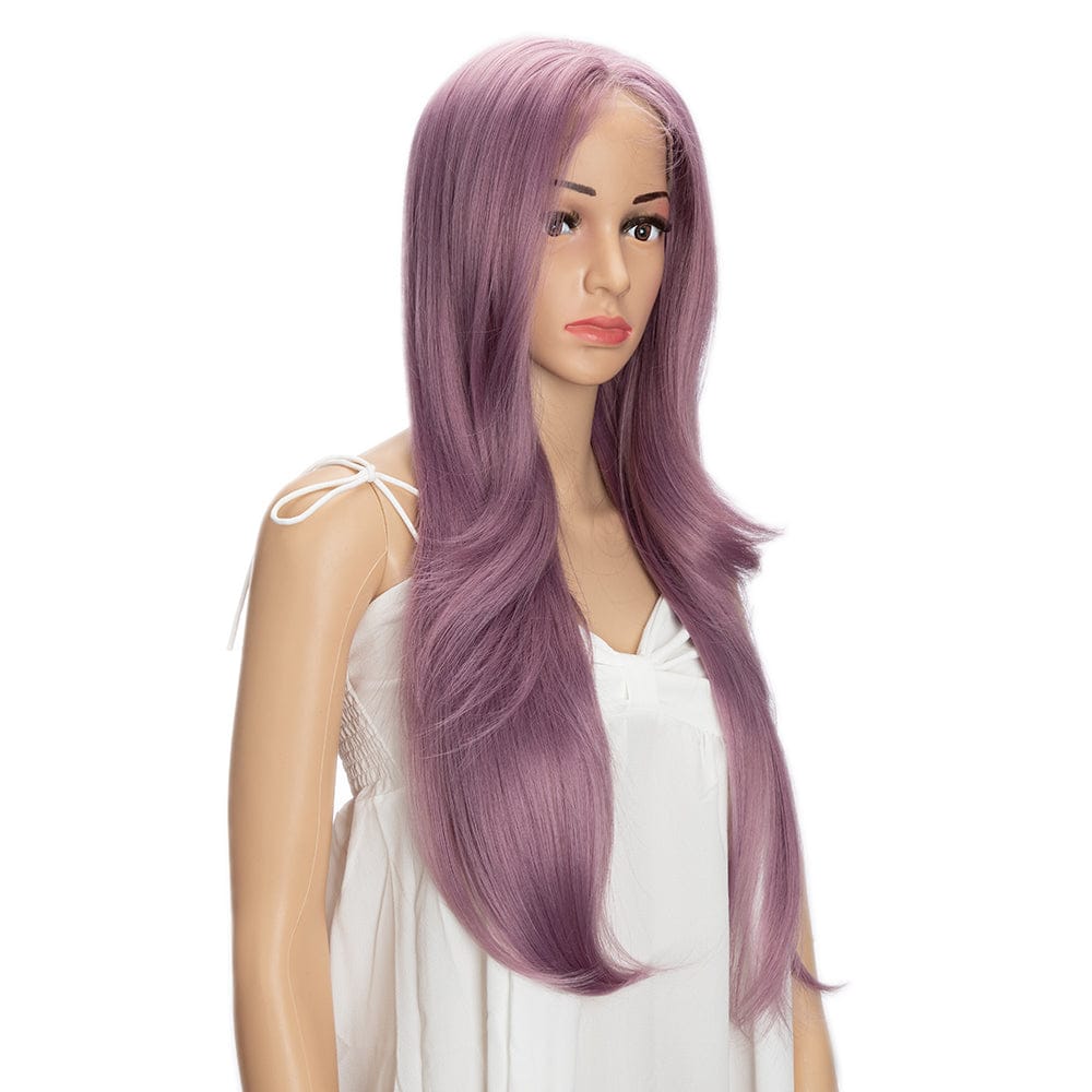 sleek wholesale hot selling  Heat Resistant t lace long hairline straight Swiss HD  lace frontal Synthetic hair Wig for women