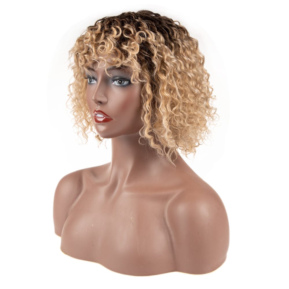 sleek wholesale manufacturer heat resistant high temperature short afro kinky curly Bob wig with bang wig synthetic hair wigs