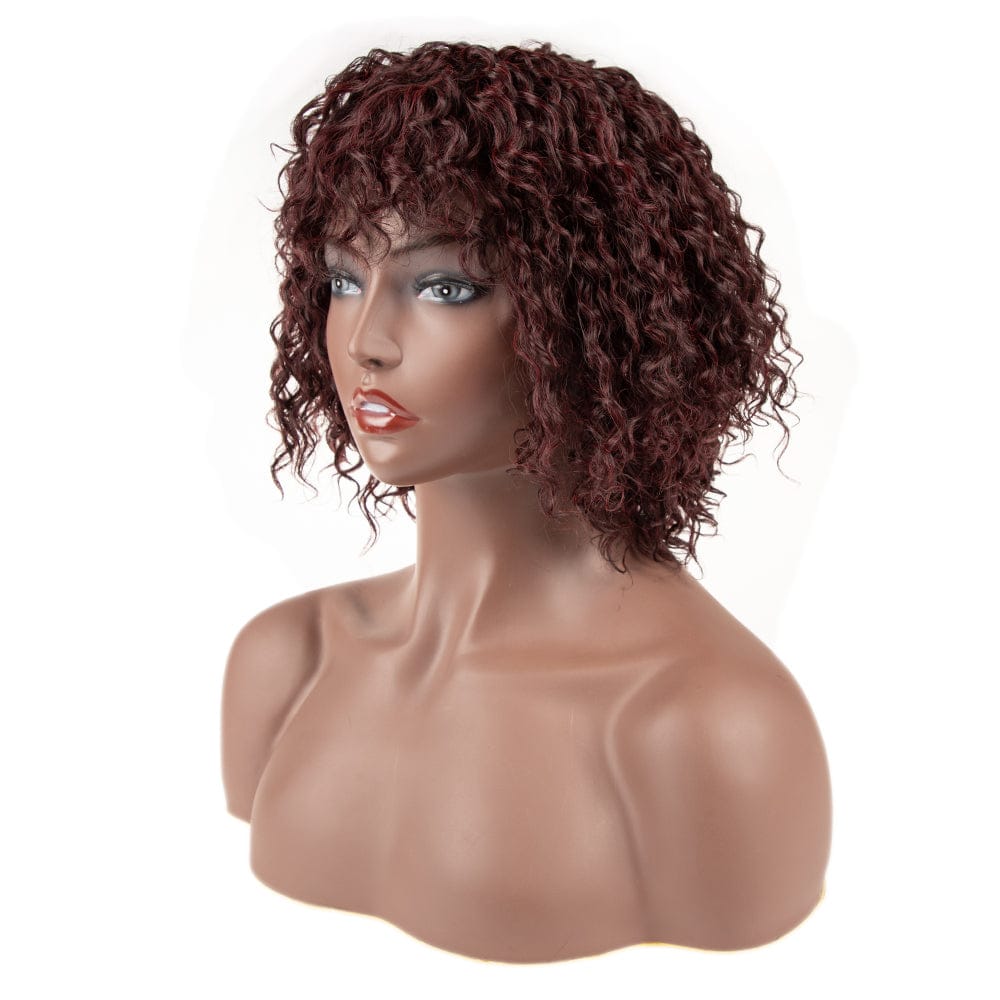 sleek wholesale manufacturer heat resistant high temperature short afro kinky curly Bob wig with bang wig synthetic hair wigs