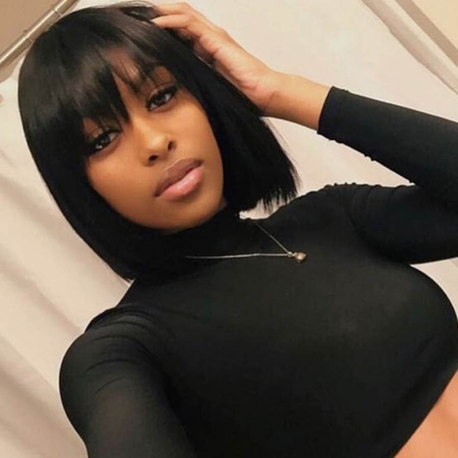 Sleek Wholesale Straight Bob Wig Brazilian Remy Hair Human Hair Wigs For Women Ombre Color Full Machine Made Wig With Bang