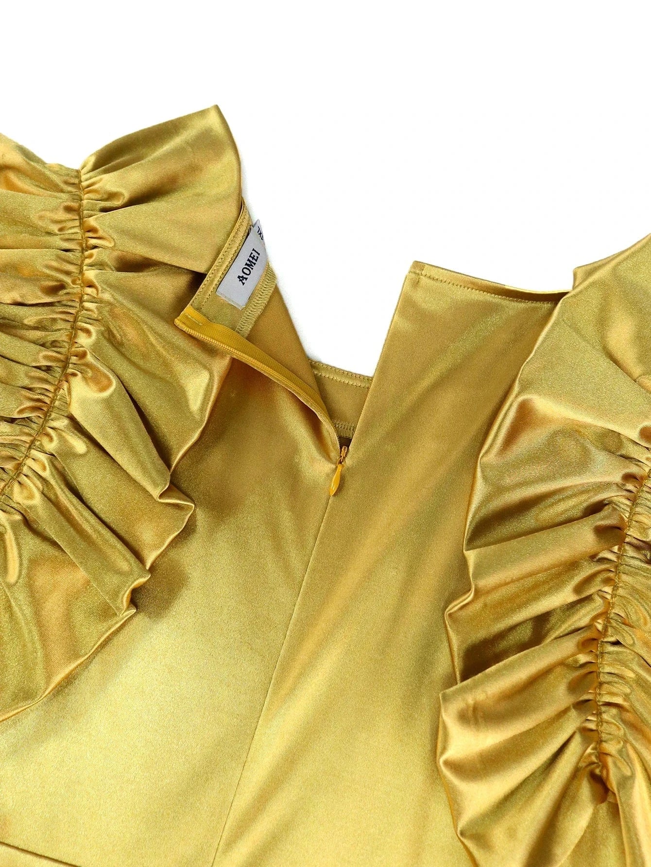 Sleeveless Satin Glitter Mesh Gold Christmas Evening Dresses Women