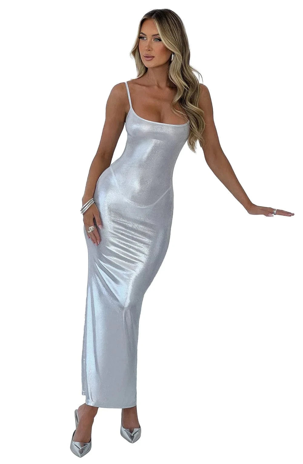 Sleeveless sling casual dinner dress women long maxi summer with suspenders