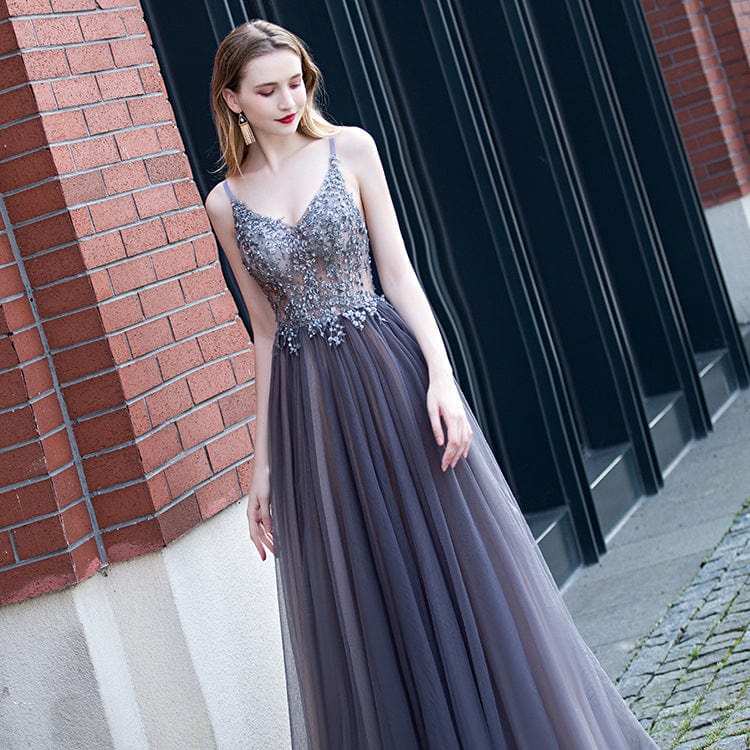 Sleeveless V Neck Sequins Evening Dresses Backless Bling Maxi Wedding Bridesmaid Party Dress drop shipping fulfill
