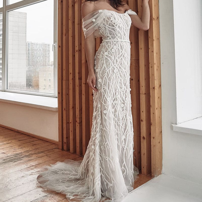 Slim boat neck autumn winter women holiday skirt Mermaid sexy halter strap lace flower dress drop shipping fulfill