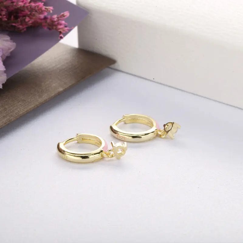 Slovehoony 18k Gold Plated Cubic Zirconia Candy Color Huggie Earings 925 Sterling Silver Unique Simple Woman Dangle Earrings