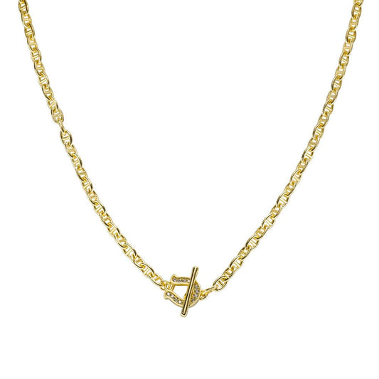 Slovehoony 925 Sterling Silver 18K Gold Plated U Pendant Necklaces New Designs Horseshoe Anchor Necklaces For Men Jewelry