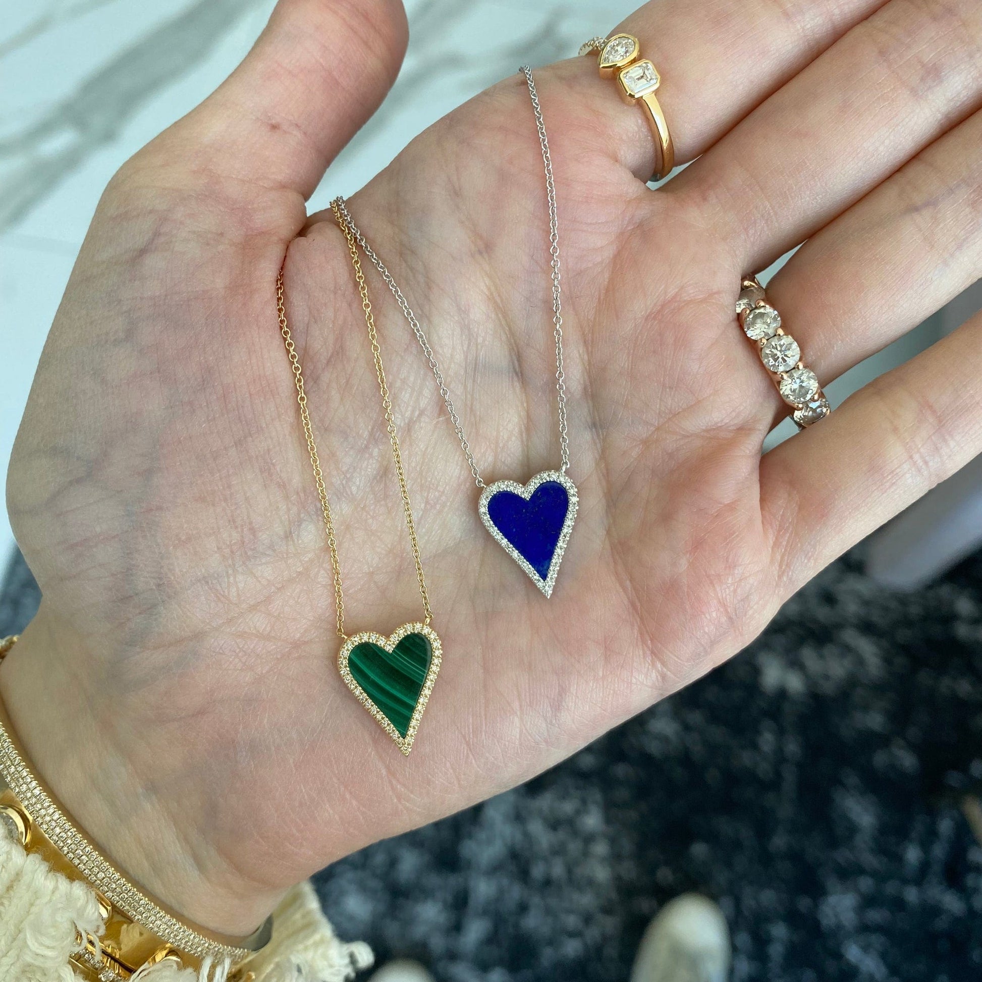 Slovehoony 925 Sterling Silver 18k Gold Plated Zirconia Stone Pave Enamel Pink Heart Pendant Necklace