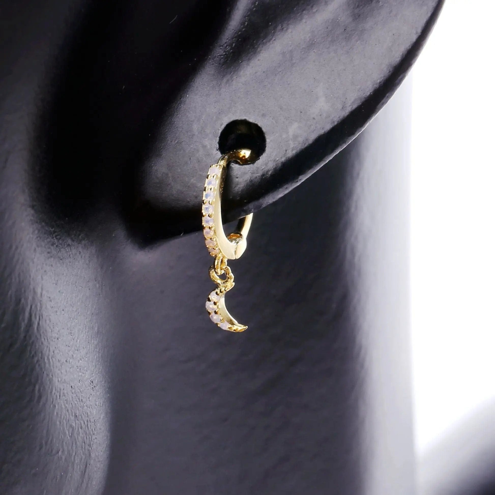 Slovehoony Designer 925 Sterling Silver Fashion Diamond Zircon Moon Womens Earrings Jewelry