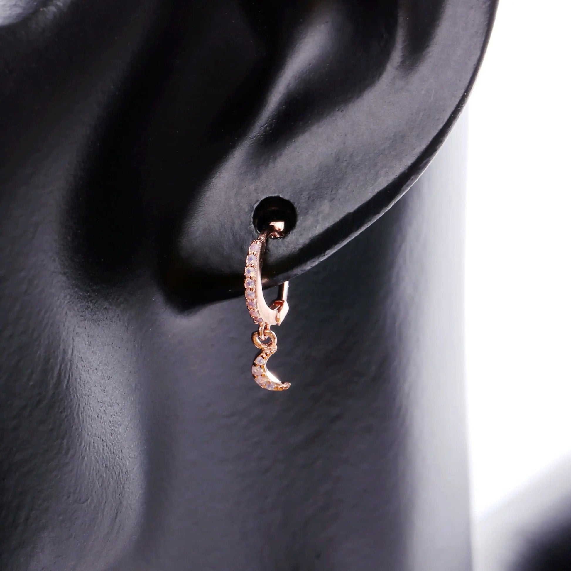 Slovehoony Designer 925 Sterling Silver Fashion Diamond Zircon Moon Womens Earrings Jewelry