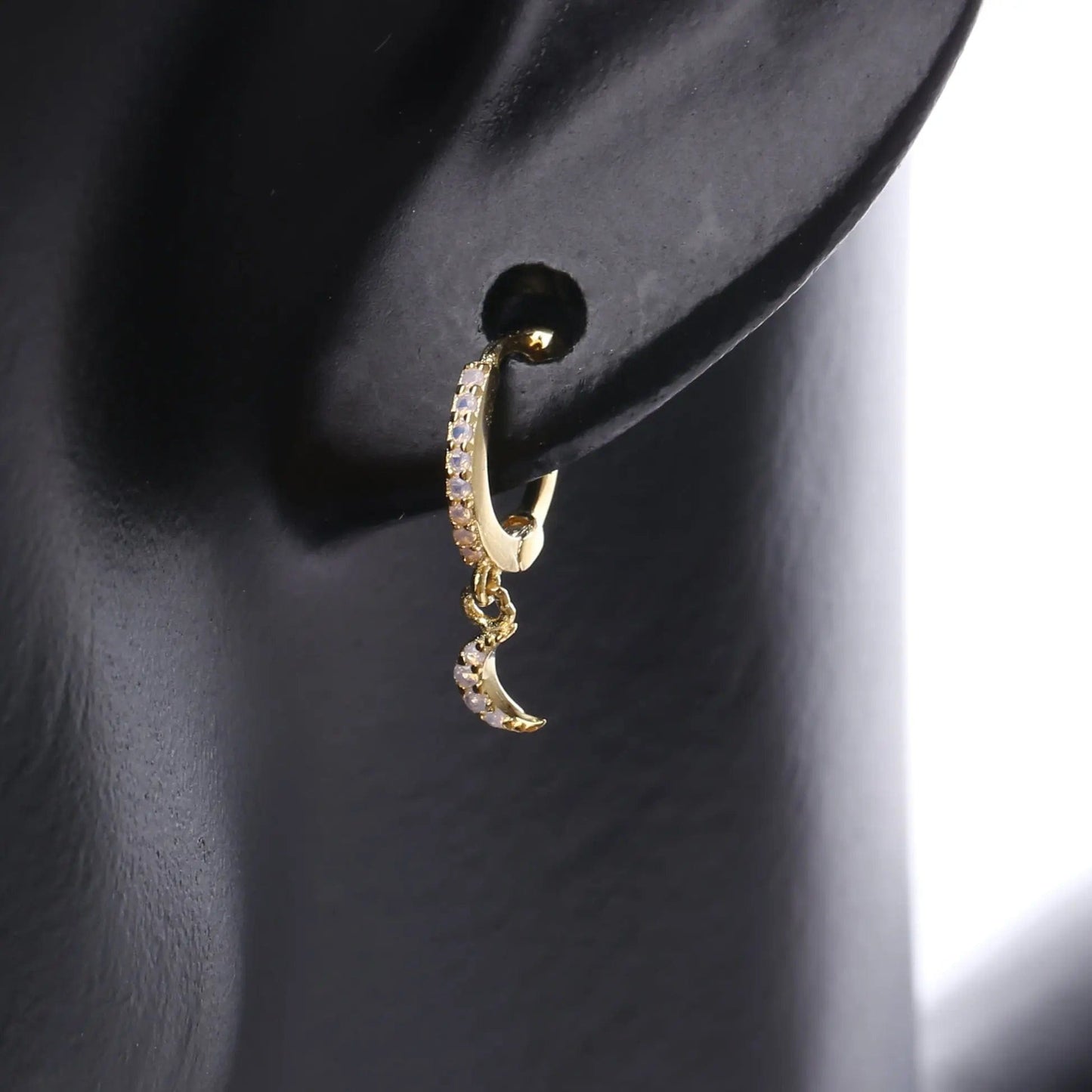 Slovehoony Designer 925 Sterling Silver Fashion Diamond Zircon Moon Womens Earrings Jewelry