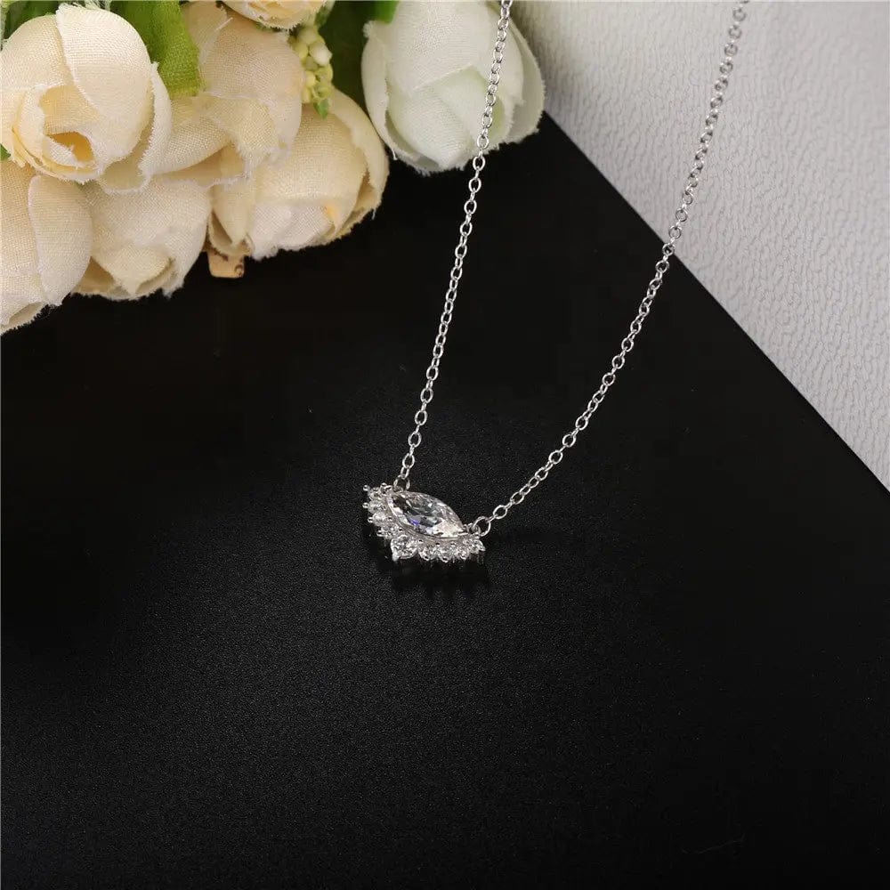 Slovehoony Luxury Crystal Eye Pendant Necklace 925 Sterling Silver CZ Necklace Like Shining Diamond For Women Fine Jewelry Gift