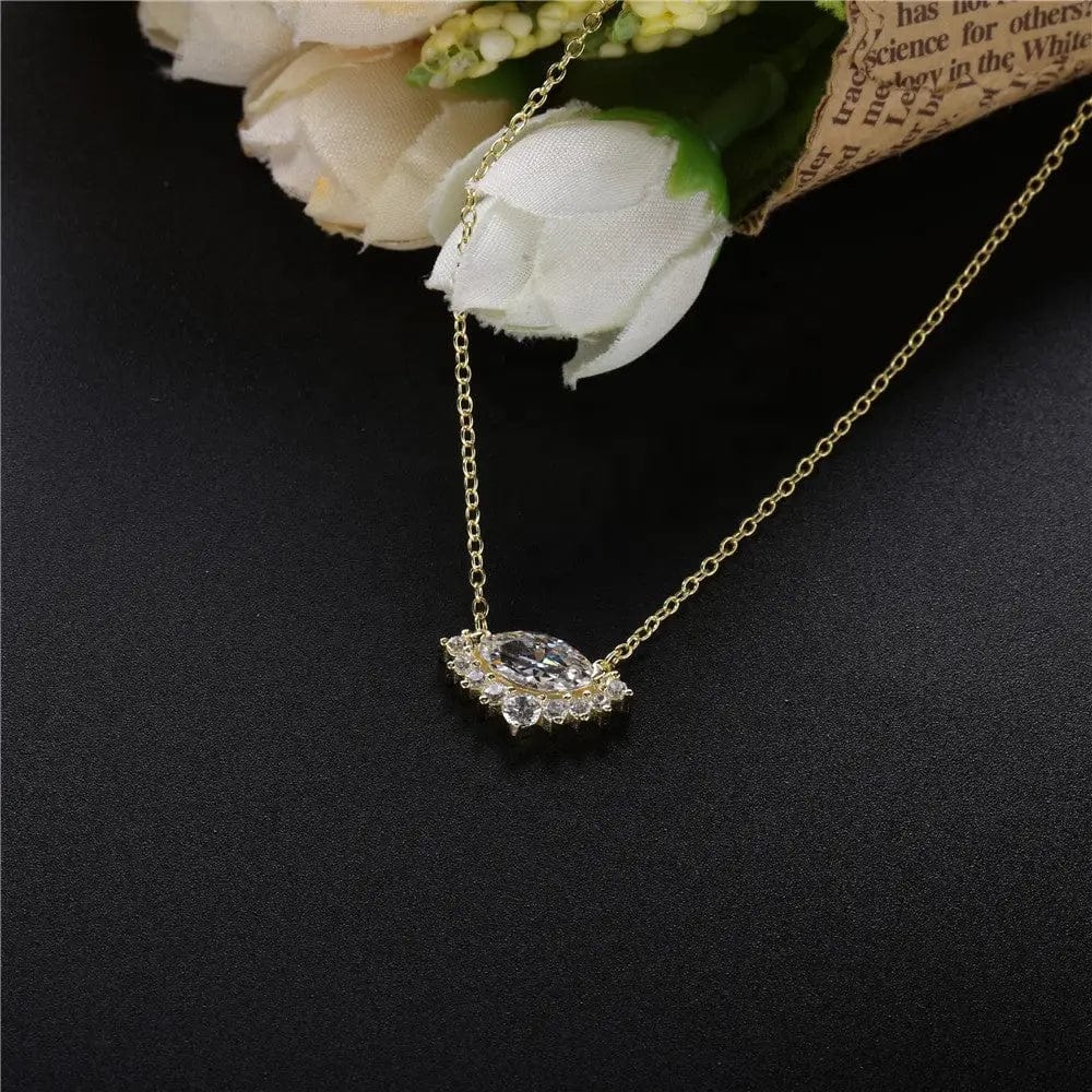 Slovehoony Luxury Crystal Eye Pendant Necklace 925 Sterling Silver CZ Necklace Like Shining Diamond For Women Fine Jewelry Gift