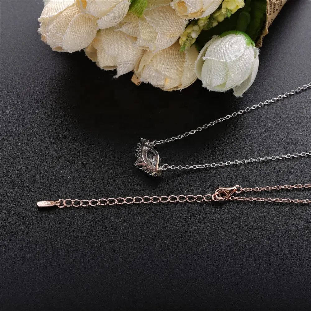 Slovehoony Luxury Crystal Eye Pendant Necklace 925 Sterling Silver CZ Necklace Like Shining Diamond For Women Fine Jewelry Gift
