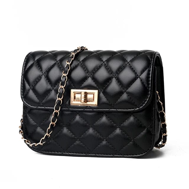 small black New style small fragrance women's bag all-match rhombus chain embroidery thread one shoulder messenger small square bag mini bag