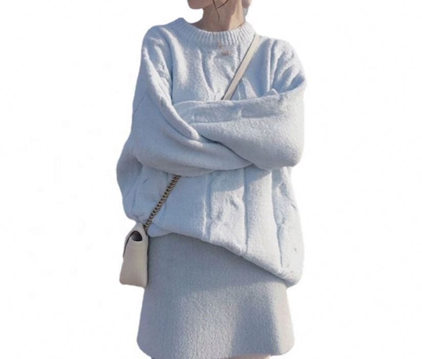 Soft Milk Blue Japanese Thickened Sweater Women's 2022 Autumn And Winter New Lazy Wind Loose Outer Wear Pullover