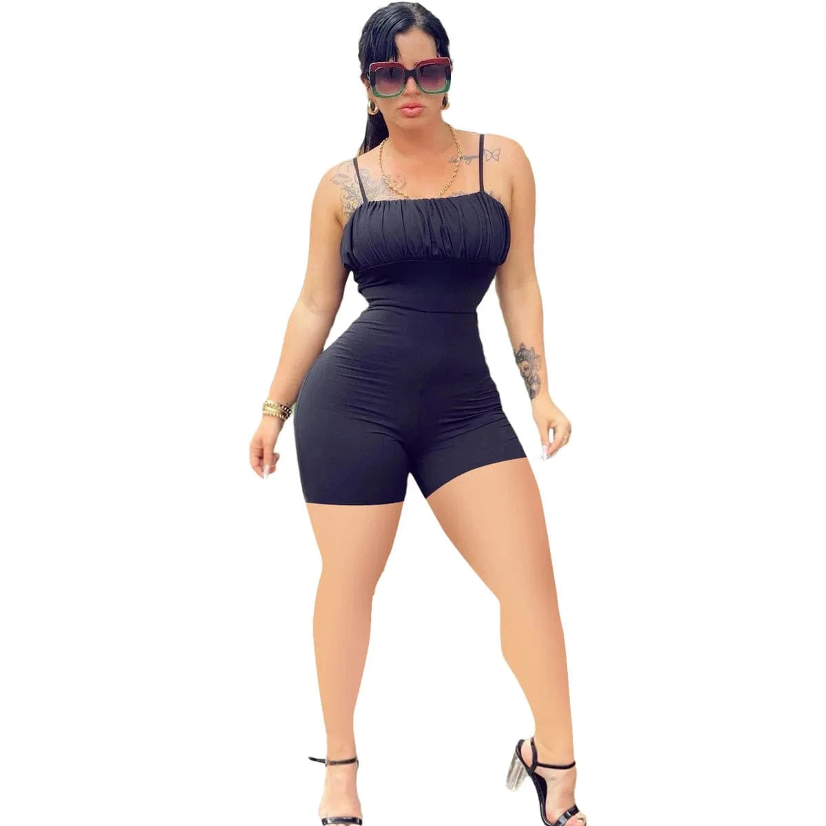Solid Color Summer Backless Sling Rompers Womens One Piece Jumpsuit Bodycon Sexy Club Wear Short Bodysuit