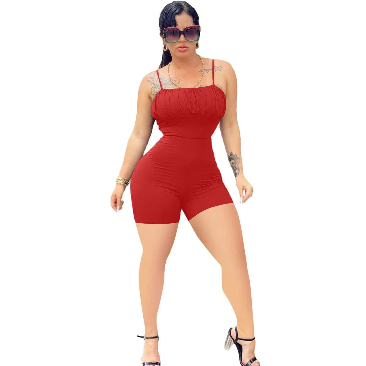 Solid Color Summer Backless Sling Rompers Womens One Piece Jumpsuit Bodycon Sexy Club Wear Short Bodysuit