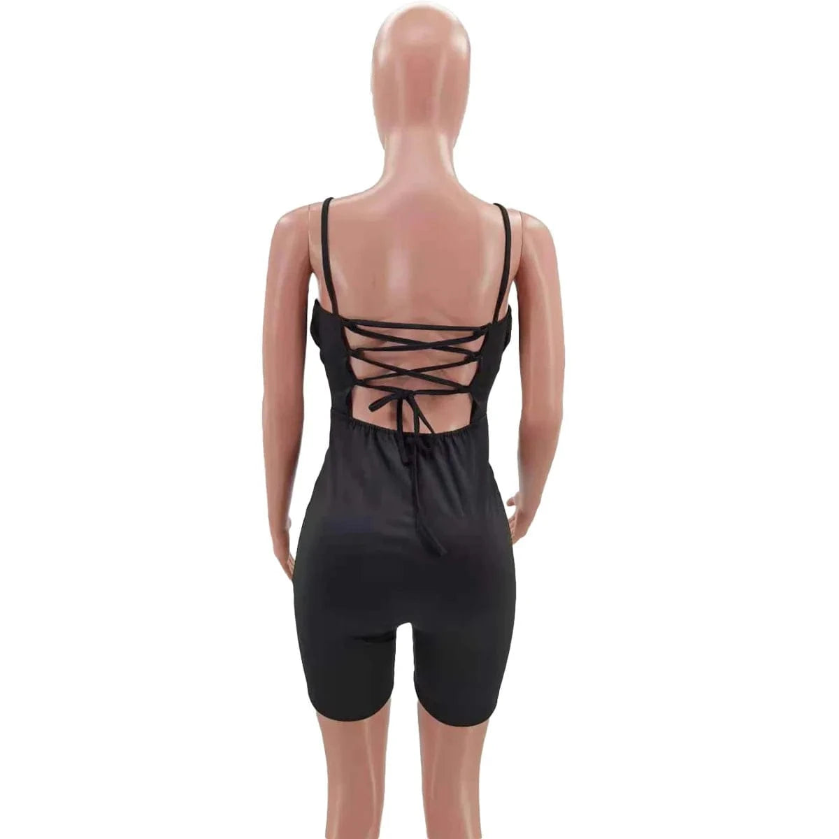 Solid Color Summer Backless Sling Rompers Womens One Piece Jumpsuit Bodycon Sexy Club Wear Short Bodysuit