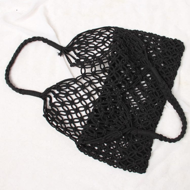 Sopurrrdy Wholesale Fashion Straw Indonesia Mesh Clutch Cotton Beach Tote Bag Shopping Tote Net Rattan Tote Bag with Handle