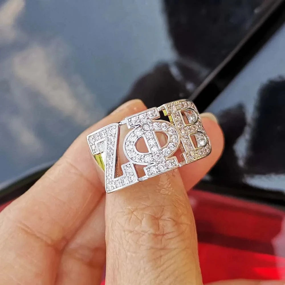 Sorority Fraternity Organization High Quality 925 Silver White Zircon Women GREEK Zeta Phi Beta SORORITY ZPB Finger Ring