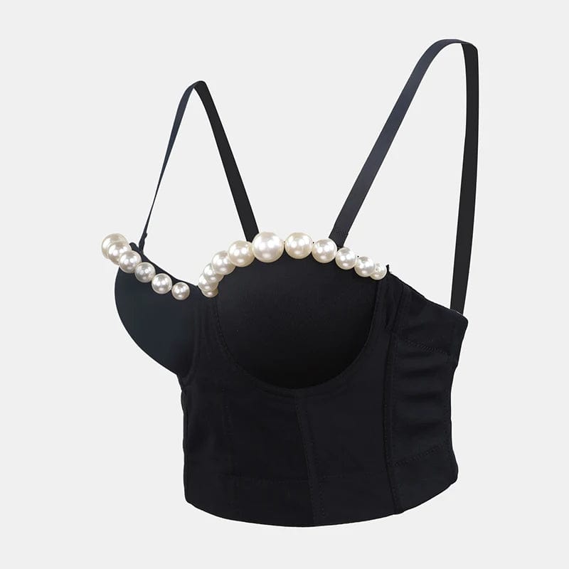 Source factory customized wholesale pearl underwear black and white women's bra