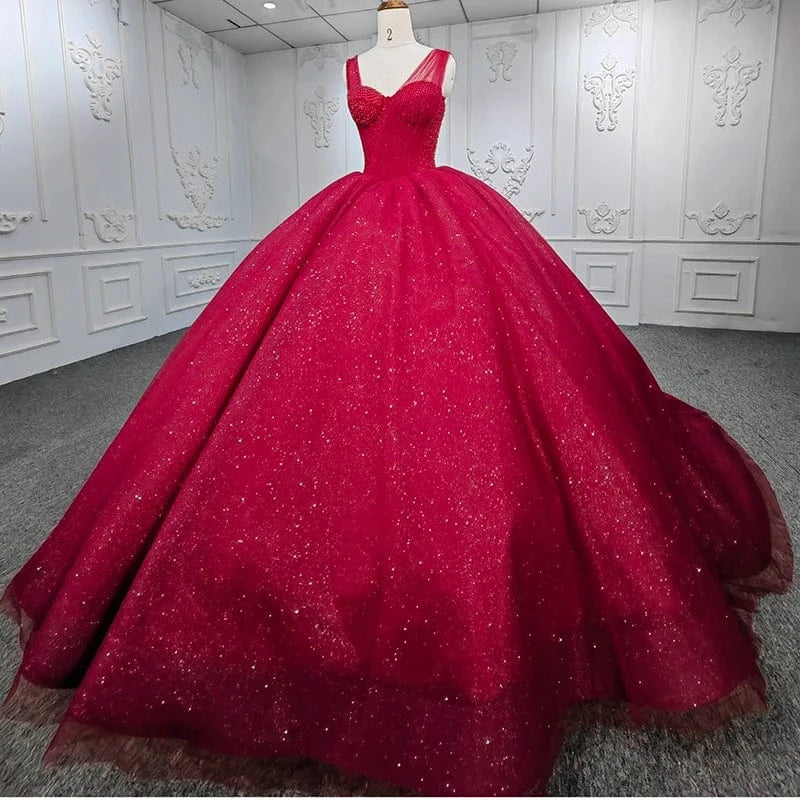 Spaghetti Straps Sleeveless Red Evening Dress For Wedding Jancember 9948-1