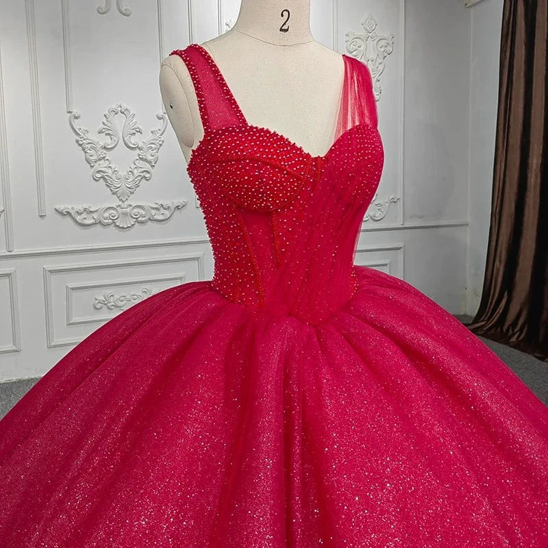 Spaghetti Straps Sleeveless Red Evening Dress For Wedding Jancember 9948-1