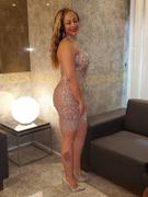 Sparkly Rhinestone Shinny Sexy Backless Wrap Hip Slim Halter Mini Dress Nude Sexy Mesh See Through Club Night Dress Bodycon