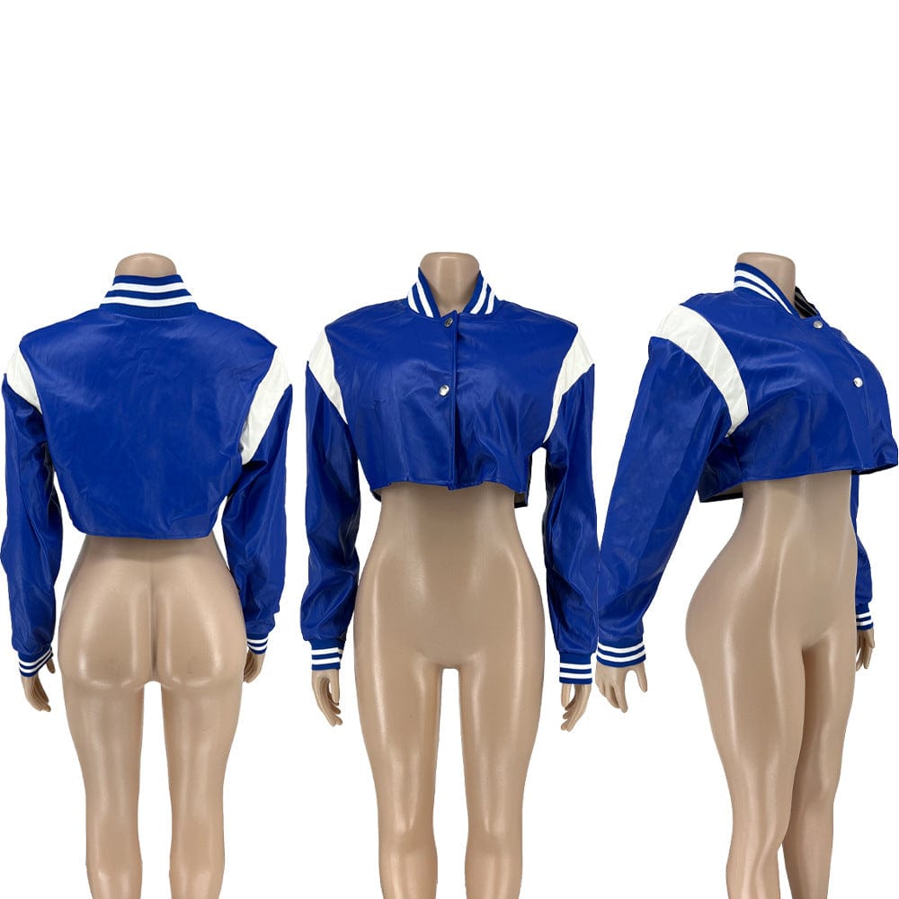 Spring 2023 Women s Clothing PU Leather Cropped Motorcycle Jacket Ladies Faux Leather Crop Women Short Jackets