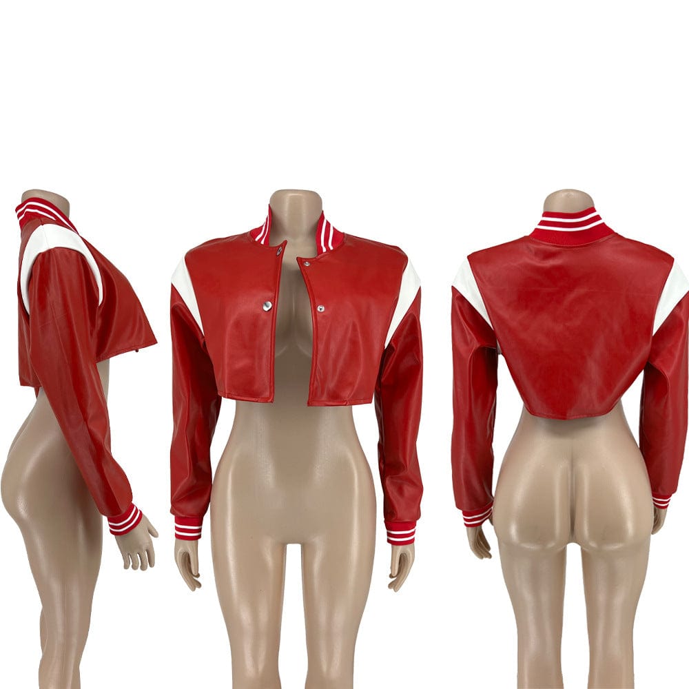 Spring 2023 Women s Clothing PU Leather Cropped Motorcycle Jacket Ladies Faux Leather Crop Women Short Jackets