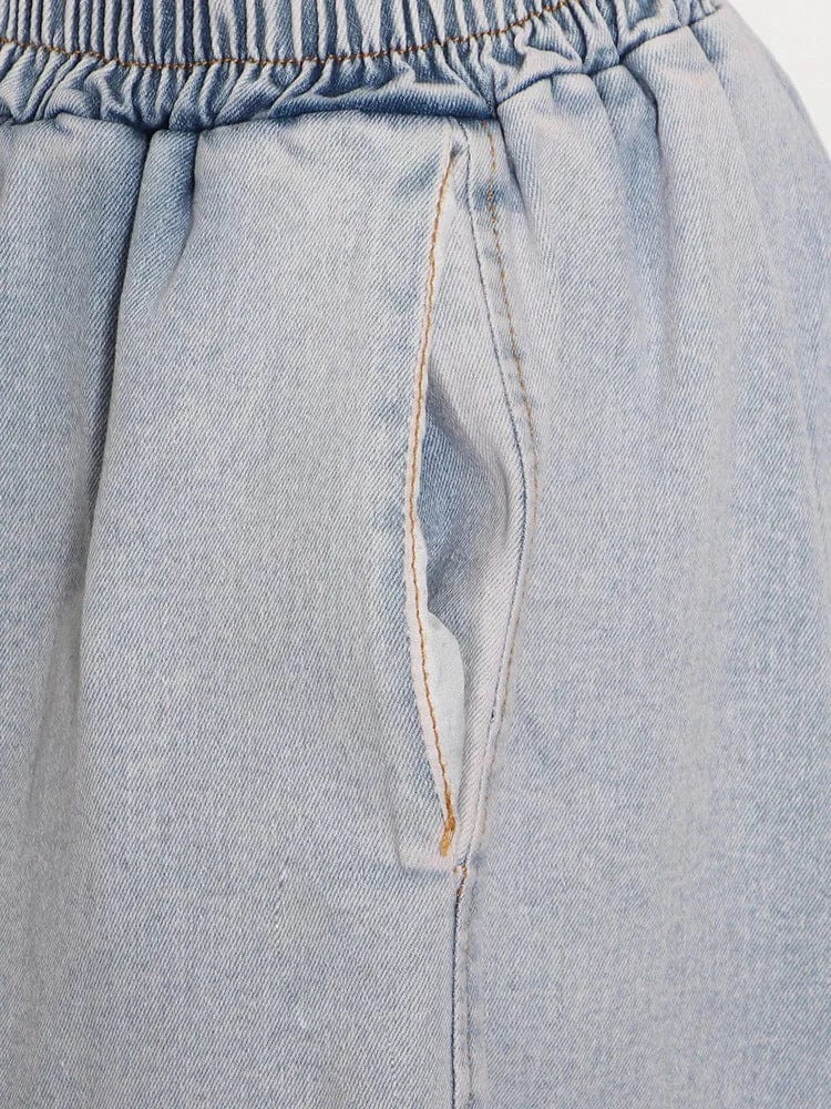 Spring 2023 Women s Clothing Womens Straight Leg Jeans Regular No Rip Denim Corset Top Pants Set Blue Jean Pants for Women