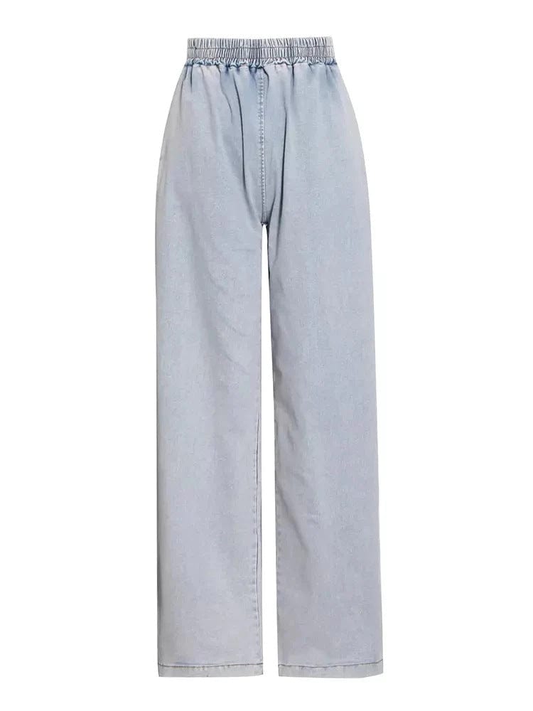 Spring 2023 Women s Clothing Womens Straight Leg Jeans Regular No Rip Denim Corset Top Pants Set Blue Jean Pants for Women