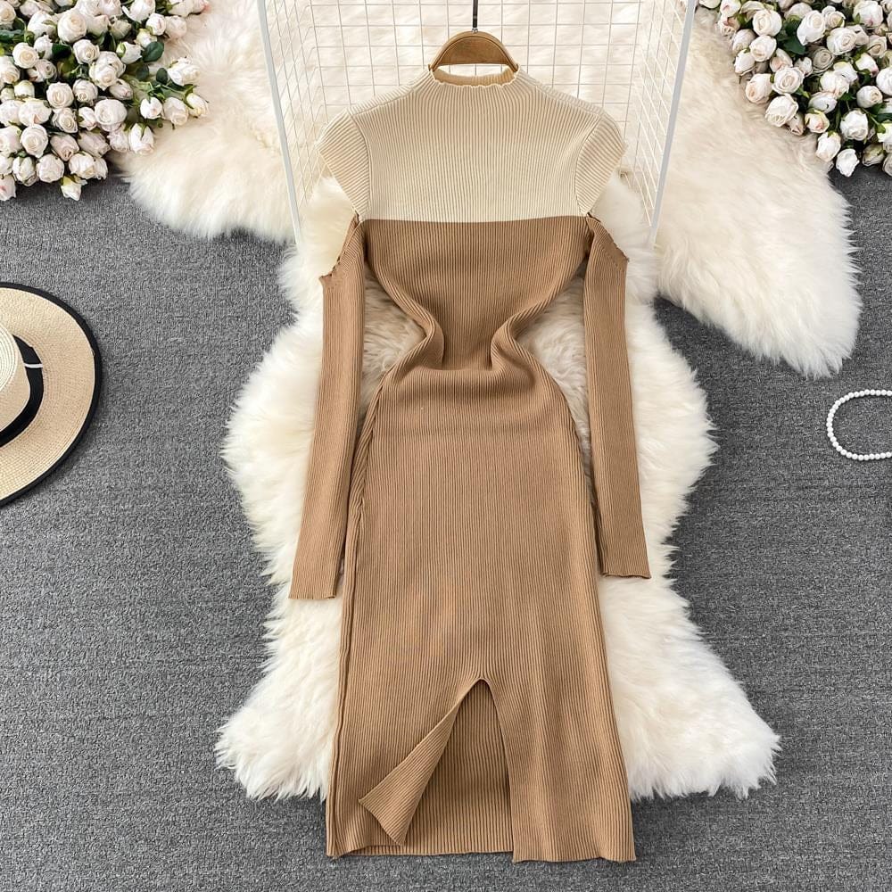 Spring And Autumn Fashion V-Neck Mesh Stitching Printed Leopard Print Casual Dress